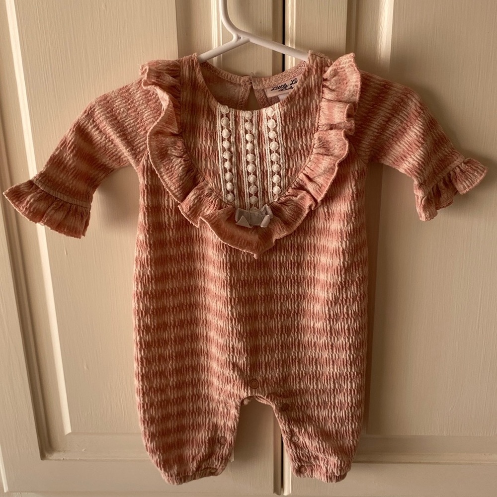 Little Lass Baby pink ruffled one piece